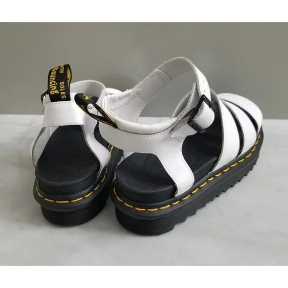 Doc Martens Blaire Flatform White Leather Sandals Womens Size 8 39 - Picture 3 of 6
